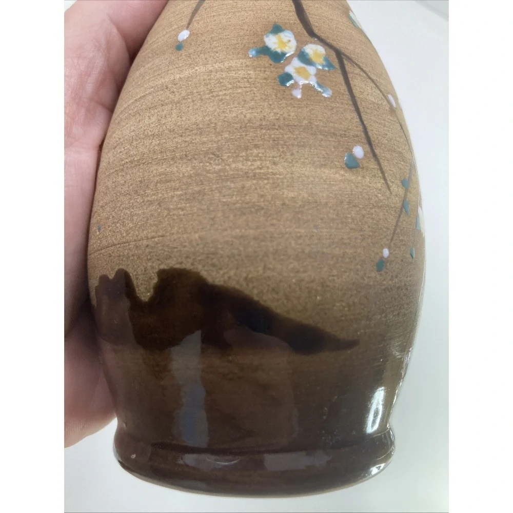 Vintage Hand-painted Flower Buds Pottery Vase‎ Japan 7 inch